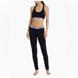 MOSCHINO Designer Black Leggings w Teddy NWOT Size M